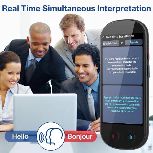 Language Translator Device, Real-Time 2-Way VoiceTranslation in 139 Languages, Support Offline Mode and Photo Translation, Handheld AI Translator for Travel, Study