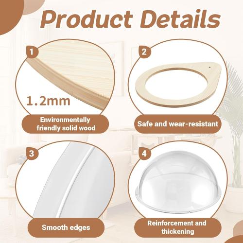 Yalikop 2 Set Acrylic Space Clear Cat Capsule Dome Cover 11.81 Capsule Kitten Bubble Hammock DIY Cat Tree Replacement Accessories Wall Shelves Pet Bed with Wooden Frame Holder for Sleeping Lounging