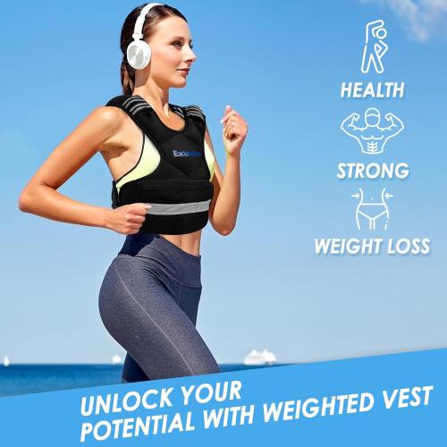 Adjustable Weighted Vest for Women and Men, 4-10lb/11-20lb/20-32lb Weight Vest with 6 Ironsand Weights, Body Weight Vest Exercise Set with Reflective Strip for Strength Training and Workout