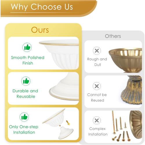 White Flower Vases for Centerpieces: Wedding Compote Bowl 5.1 Inch Small Urn Vase Metal Pedestal Vase for Table Party Event Home Set of 2