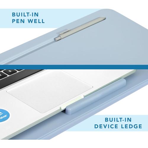 LAPGEAR Original Lap Desk – Large (17.9” x 13”) | Fits Up to 17.3” Laptops | Cushioned with Device Ledge, Pencil Tray & Handle | Portable & Lightweight | Sky Blue – Style No. 45153