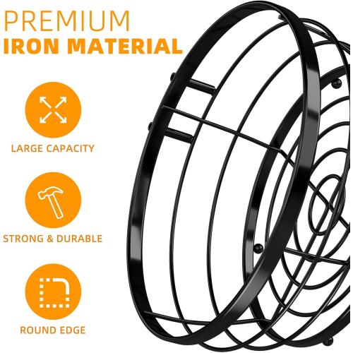 Simple Trending 2 Tier Fruit Basket Bowl for Kitchen Counter, Metal Wire Stackable Vegetable Storage, Black