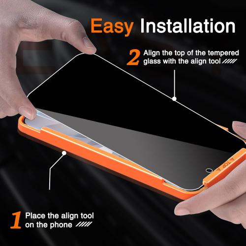 Milomdoi 3 Pack Privacy Screen Protector for iPhone 17 [Phone Case Friendly] Accessories Private Film, 3 Pacs Tempered Glass Camera Lens Protector, with Mounting Frame for Apple Anti Spy,Black