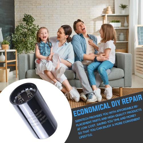 Seentech 216-259 uf/MFD 220-250 VAC ±20% CD60 Round Motor Start Capacitor 50/60 Hz AC Electric Motor Universal Fit for AC Motor Run or Fan Start and Cool or Heat Pump Air Conditioner