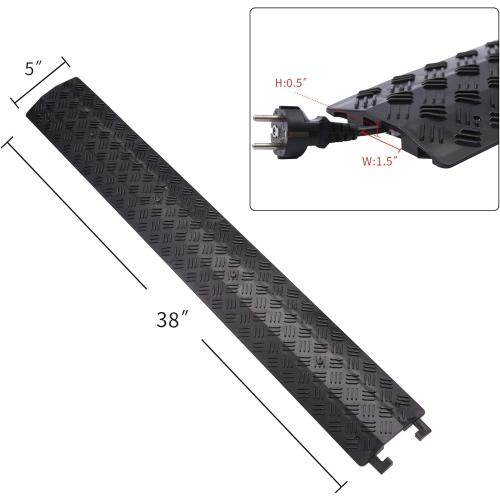 Small 1 Piece - Floor Cord Cover Cord Protector Drop Over Drop Trak Cable Ramp for Office Warehouse - Black