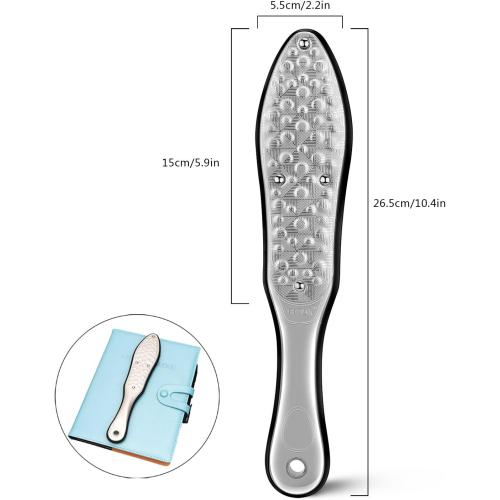 BEZOX Professional Foot File Callus Remover, Double Sided Pedicure Rasp for Cracked Heel and Dead Foot Skin - Heavy Duty Surgical Grade Stainless Steel - W/Cloth Storage Bag & Gift Box