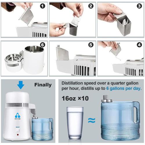 DC HOUSE 1 Gallon Water Distiller Machine, 750W Distilling Pure Water for Home Countertop Table Desktop, 4L Distilled Water Making Machine to Make Clean Water for Home…
