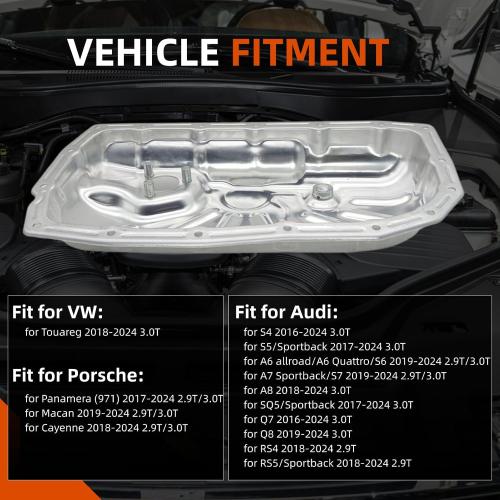 06M103602P Engine Oil Pan Sump Tray Compatible with VW Touareg Audi S4 S5/Sportback A7 Sportback/S7 Sportback/S7 A8 Q8 Q7 RS4 RS5/Sportback Porsche Macan Cayenne