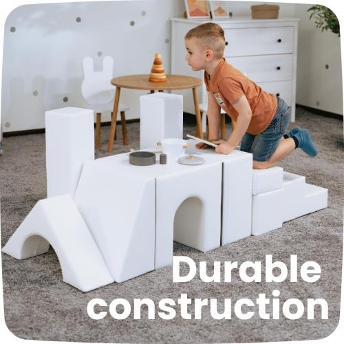 IGLU Soft Play Building Crawling and Climbing Equipment Playground for Kids 1-4 Year olds 10 Shape Blocks Open Ended Montessori Set (White)