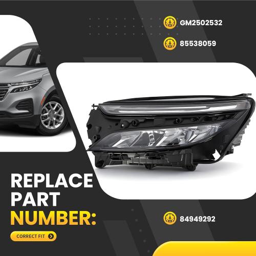 Hedalight Assembly Compatible with Equinox LT | RS 2022-2024 | Driver Side Hedalight Front Headlamp with DRL GM2502532(left)