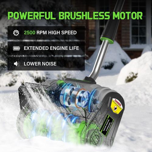 40V Brushless Cordless Snow Shovel, 13.5Inch Electric Snow Blower with 2X 4.0Ah Batteries & Quic Charger, Battery-Powered Snow Removal with 16.5FT Throw Distance for Patio, Deck, Driveway