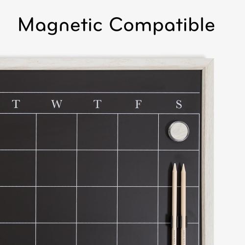 U Brands Magnetic Chalk Calendar Board, 16 x 20, Whitewashed Wood Style Frame, Includes Chalk Pencils and Magnets