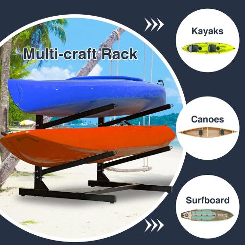 Black 28 Heavy Duty Kayak Storage Rack - Adjustable Freestanding Stand for Kayaks, Canoes, Paddleboards, and Surfboards - Ideal for Garage, Shed, Dock, and Outdoor Storage