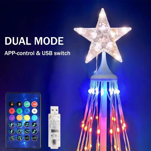 Hoofun Christmas Tree Lights Outdoor Decorations: Smart Lighted Xmas Trees 6-8FT, APP and USB Control, Prelit for Yard Cone Outside Led Decor (6Ft / 1.8m)
