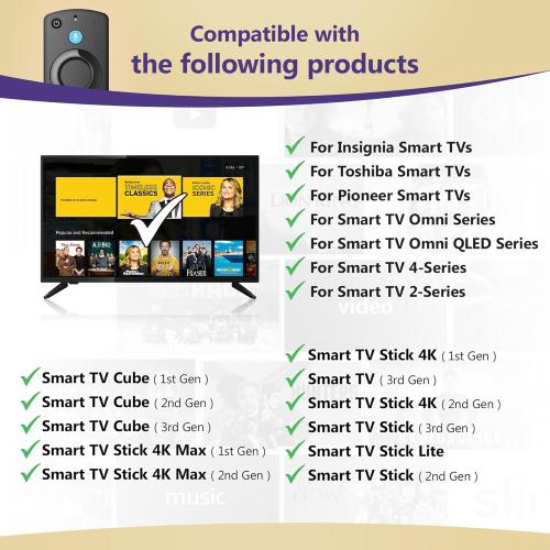 Replacement Voice Remote for Fire Smart Stick 4K/4k Max(1st/2nd Gen),Stick(2nd/3rd Gen)/Lite/HD,TV Cube,Remote for 3rd Gen,Omni,QLED Series,Some TCL,Hisense Smart TVs