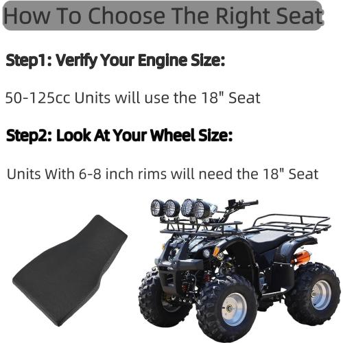 Kids ATV Foam Seat for Taotao Coolster 50-125cc Quad 4 Wheeler | Fully assembled 450mm/17.7 in seat, wear-resistant leather with fixing pins. Fits Roketa, Yamoto, Sunl, Jetmoto & Alpine