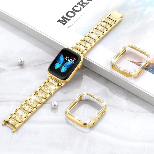 SUPOIX for Apple Watch Band S11/10 42mm Case,Bling Bands for Women-Gold