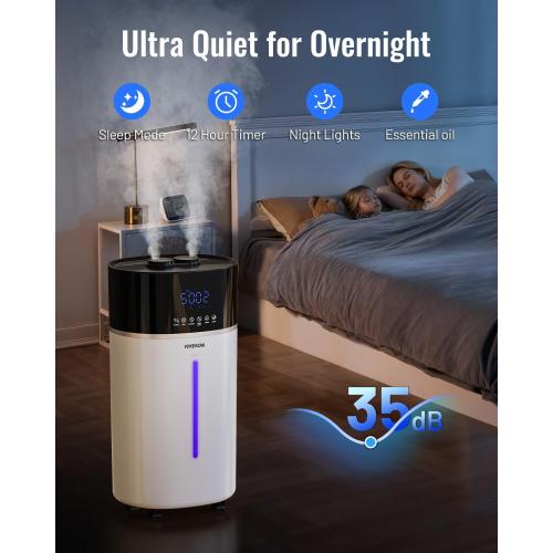 Yokekon Cool and Warm Mist Humidifier Large Room, 4.76Gal/18L Humidifiers for Home 2500 sq ft, Air Humidifiers for Bedroom with Diffuser&Extended Tube, Whole House Humidifiers for Nursery Baby Plants
