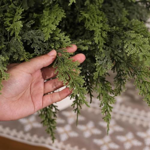 Real Touch Christmas Cedar Branches-18 Inches, Artificial Cedar Branch Faux Greenery Plants Stem Fake Pine Picks for Vase DIY Crafts Garland Wreath Xmas Indoor Outdoor Decor (12 Pcs)