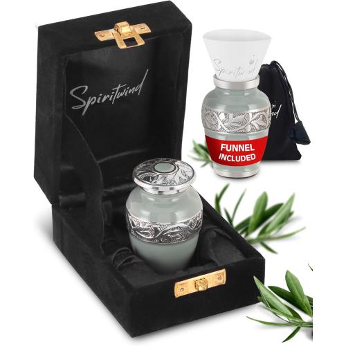 Handmade 2.9 Keepsake Urn with Premium Gift Box & Funnel - A Small Urn for Ashes for Women & Men - Beautifully Presented Small Urns for Human Ashes Keepsake Size (Olive Rest Color)