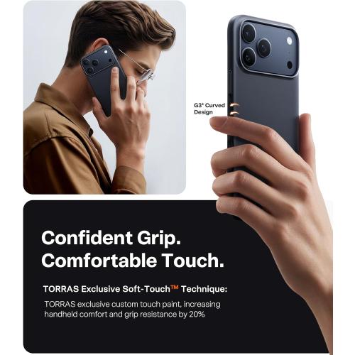 TORRAS Magnetic Slim Fit for  Case 6.3 inch, Ultra-Thin, Compatible with MagSafe, Lightweight Matte Anti-Scratch Hard PC Cover, OriginFit, Black
