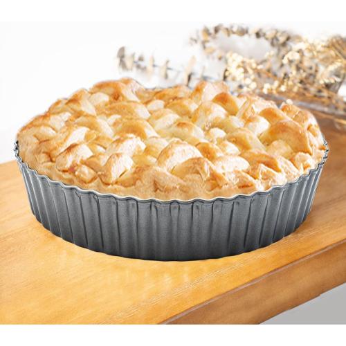 Deep Dish Quiche Pan, 11” x 2” Tall Pie Pan Deep Tart Pan with Removable Bottom, Nonstick Large Fluted Tart Mold Loose Base Round Deep Pizza Pan for Baking Easter Pie