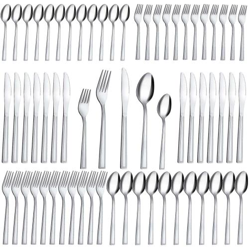 Silverware Set, Hunnycook 60-piece Silverware Set for 12, Stainless Steel Flatware Set, Include Fork Knife Spoon Set, Mirror Polished, Dishwasher Safe, Cutlery Set for Home Kitchen Restaurant