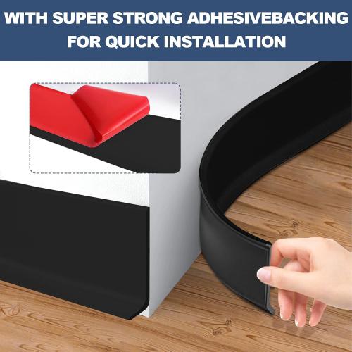 DGSL Flexible Baseboard Trim 4x147.6ft,Self Adhesive Vinyl Wall Base Black | Rubber Toe Design, Easy to Cut, Protects Walls, Creates a Clean Finish for Kitchens, Bathrooms, Bedrooms, Hallways & Offices