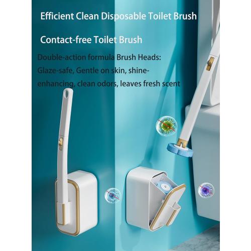 Disposable Toilet Brush with 48 Refill Heads and Holder– Includes Storage Caddy&Toilet Bowl Wand, Wall-Mount Scrubbing Toilet Brush Bathroom Cleaning Kit (1 Wand 48 Refills)