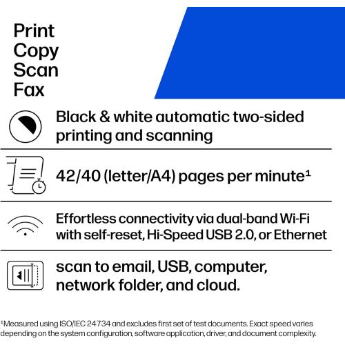 HP Laserjet Pro MFP 4101fdw Wireless Black & White All-in-One Laser Printer, Scanner, Copier, Fax, Best-for-Office (2Z619F)