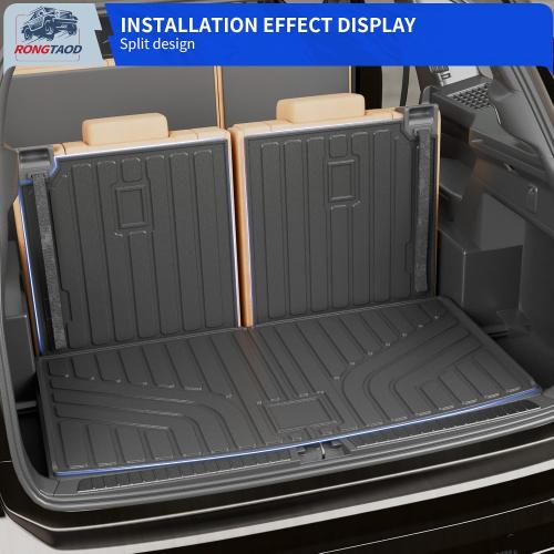 Rongtaod Cargo Mat Compatible with 2018-2024 2025 Volkswagen Atlas (NOT for Cross Sport) Trunk Mat Trunk Liner Cargo Liner Back Seat Cover 2023 VW Atlas Accessories (Trunk Mat with Backrest Mat)