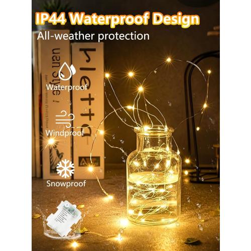 4 Pack 100 LED Fairy Lights Battery Operated with Remote, 33FT Waterproof Twinkle Lights with Timer & 8 Modes, Fairy String Light Outdoor Indoor for Bedroom Classroom DIY Christmas Decor (Warm White)
