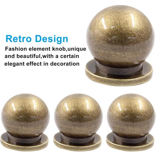4 Packs 1/2 Inch(12mm) Diameter Mini Round Solid Brass Knobs, Brass Pulls, Gold Mini Drawer Pulls, Mini Knobs for Jewelry Box, Bronze