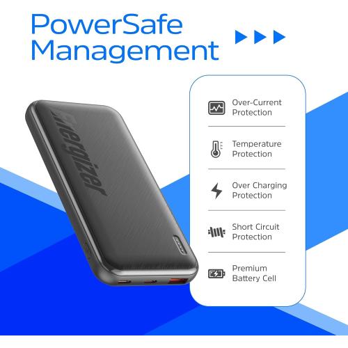 Energizer 10000mAh Poratable Charger Fast Charging 22.5W Power Bank with 3 Outputs Battery Pack Charger for iPhone 16 15 14 13 12, Samsung, Google, iPad, Tablet and More_UE10055PQ