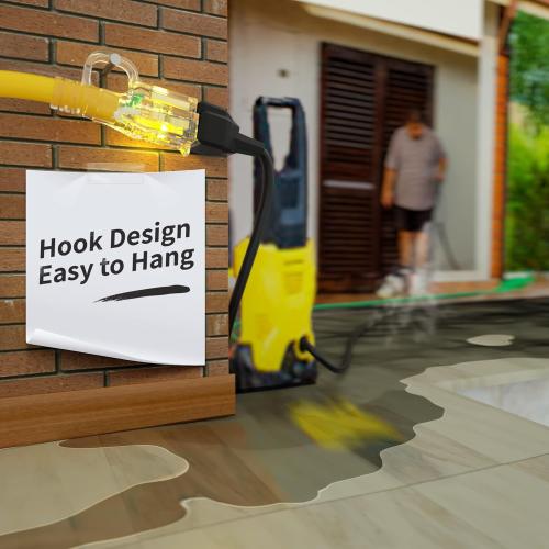 POWGRN 50 ft 12/3 Outdoor Extension Cord Waterproof Heavy Duty with Lighted Indicator End 12 Gauge 3 Prong, Flexible Cold-Resistant Long Power Cord Outside, 15Amp 1875W SJTW Yellow ETL Listed