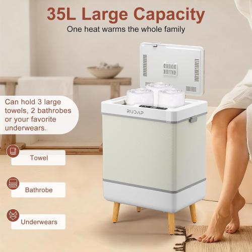 RUDAP Towel Warmer, 35L Large Towel Warmers for Bathroom, Foldable Blanket Warmer with Custom Fragrance, ETL Certification, Fast Heating, Fits 3 Large Towels, 2 Bathrobes, Blankets