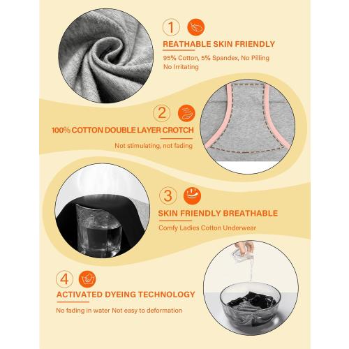 Size L MISSWHO Womens High Waisted Cotton Underwear Full Coverage Soft Double-Layer Waistedband Panties