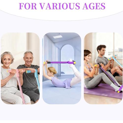 Pedal Resistance Bands with Handles, Upgrade 6-Tubes Manual Tension Training Pedal, Natural Rubber Foot Pedal Resistance Bands, Multifunction Fitness Bands for Abdomen, Waist, Arm, Leg