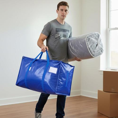 TICONN 12 Pack Extra Large Moving Bags Heavy Duty with Zippers & Carrying Handles, Durable Storage Bags Moving Boxes for Closet Organizers and Storage (12 Pack, Blue)‼️decent condition‼️