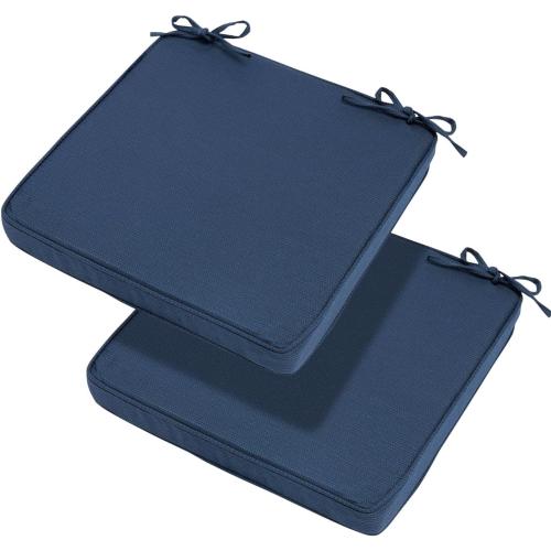 Magpie Fabrics Indoor Outdoor Waterproof Square Chair Cushion, 18 x 18 x 2.5, 2 Pack, Water Resistant Seat Cushions, for Patio Garden Office, Navy