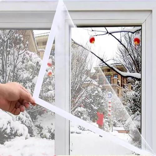 Adjustable Window Insulation Kit 47inX63in(120X160cm) for Winter Keep Cold Out,cuttable Transparent Film 180㎛ Thickness,Easy to Open for Ventilation,Reusable Plastic Window wrap