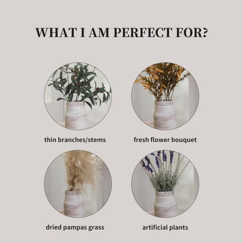 17 inch Extra Tall White Ceramic Vases for Centerpieces Farmhouse Living Room Floor, Boho Pampas Grass Vase for Fireplace Mantel Decor, Modern Minimalist Rusic Floor Vase for Organic Home Decor