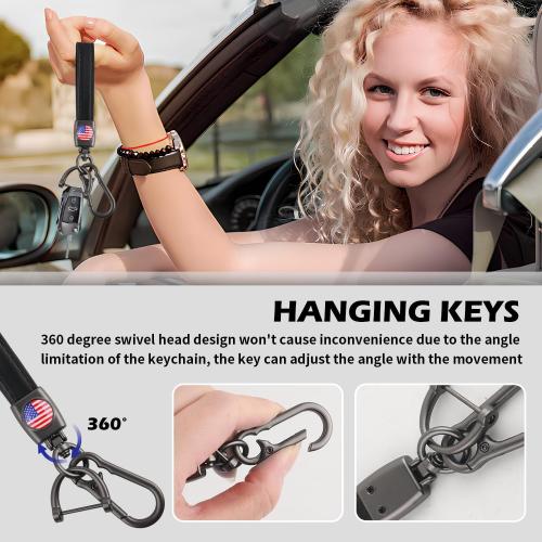 Car Key Chain & Car Tire Valve Caps Kit with US Flag Pattern,Stylish Keychain & Tire Valve Stem Caps as 4th of July Decorations,Cars Keychains Tires Air Cap Kit for Dust Protection