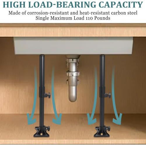 Undermount Sink Mounting Brackets, Stainless Steel Adjustable kitchen sinks undermount Legs Installation and Repair Kit Support System with Waterproof Gloves.(13.8-23.6inches)