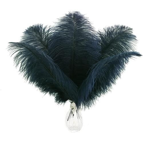Ballinger Navy Blue Ostrich Feathers Plumes - 24pcs 10-12inch Craft Feathers for Wedding Party Centerpieces Halloween Decorations