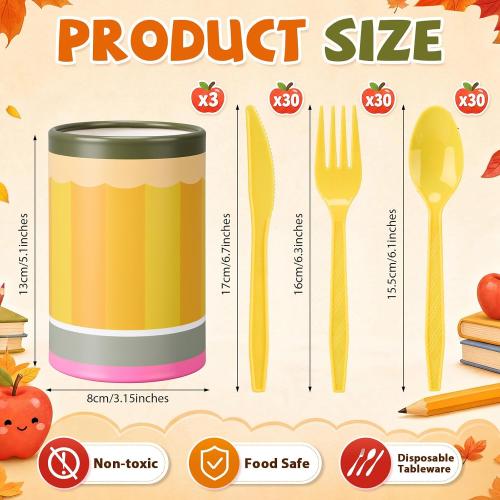 3 Sets Back to School Party Supplies with Cutlery Set