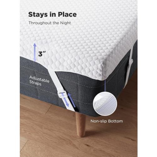 PERLECARE King Mattress Topper, 3 Inch Gel Memory Foam Mattress Topper for Pressure Relief, Premium Soft Cooling Sleep, Non-Slip Design with Removable & Washable Cover, Oeko-Tex Certified