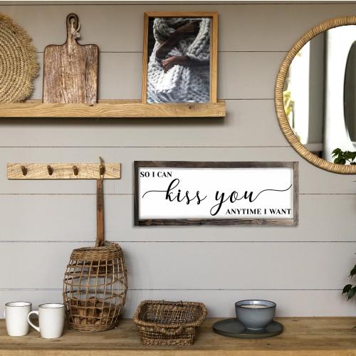 Dazingart Farmhouse Master Bedroom Wall Decor, So I Can Kiss You Anytime I Want Sign, Engagement Decorations (I Can Kiss You)