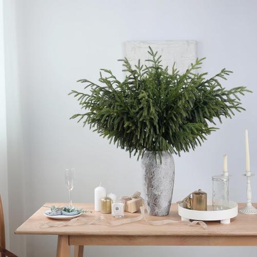 Real Touch Norfolk Pine Branch - 36 Artificial Christmas Green Plants Branches Faux Greenery Stem Fake Pine Picks for DIY Crafts Garland Wreath Xmas Indoor Outdoor Home Decor (4 Pcs)