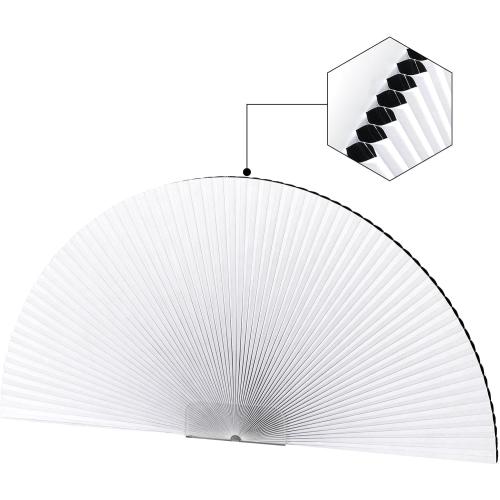 2 Packs Arch Window Shades Blackout Half Circle Cellular Shades, Pleated Blinds Half Moon Window Shades for Semi Circle Windows, Easy Cut and Install, (Radius: 36, White)